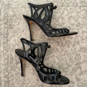 Manolo Blahnik Womens Patent Leather Slingbacks